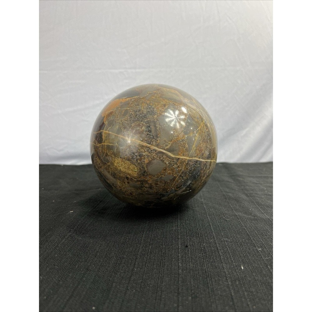 Large Polished Stone Sphere 5.5 Inch‎ Brown Tan Jasper Septarian Orb Home Decor